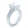 14k White Gold Custom Radiant Cut Engagement Ring - Three-Quarter View -  1317 - Thumbnail