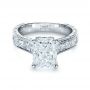 14k White Gold Custom Radiant Cut Engagement Ring - Flat View -  1317 - Thumbnail