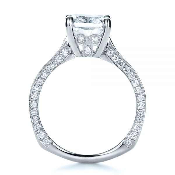 14k White Gold Custom Radiant Cut Engagement Ring - Front View - 1317