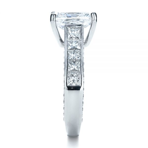 14k White Gold Custom Radiant Cut Engagement Ring - Side View - 1317