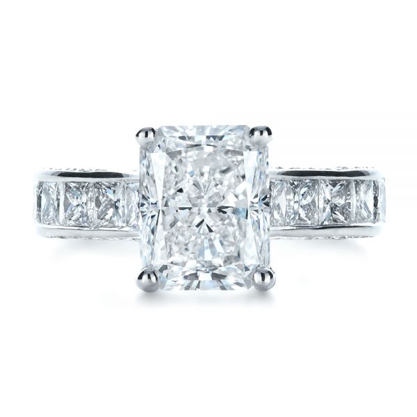 14k White Gold Custom Radiant Cut Engagement Ring - Top View - 1317