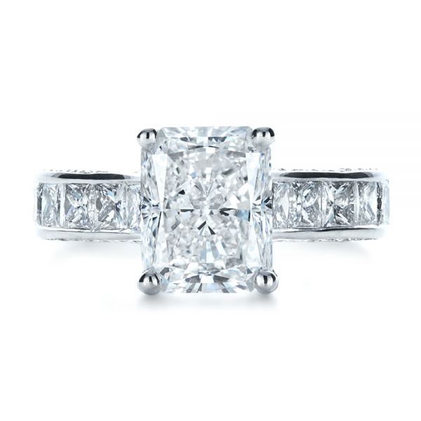 14k White Gold Custom Radiant Cut Engagement Ring - Top View -  1317