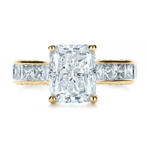 18k Yellow Gold 18k Yellow Gold Custom Radiant Cut Engagement Ring - Top View -  1317