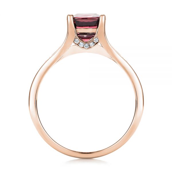 18k Rose Gold 18k Rose Gold Custom Red Zircon And Diamond Engagement Ring - Front View -  101475