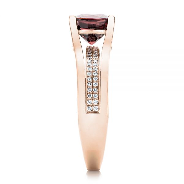 18k Rose Gold 18k Rose Gold Custom Red Zircon And Diamond Engagement Ring - Side View -  101475