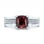 14k White Gold Custom Red Zircon And Diamond Engagement Ring - Top View -  101475 - Thumbnail