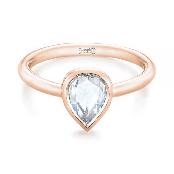 14k Rose Gold 14k Rose Gold Custom Rose Cut Solitaire Bezel Diamond Engagement Ring - Flat View -  104687