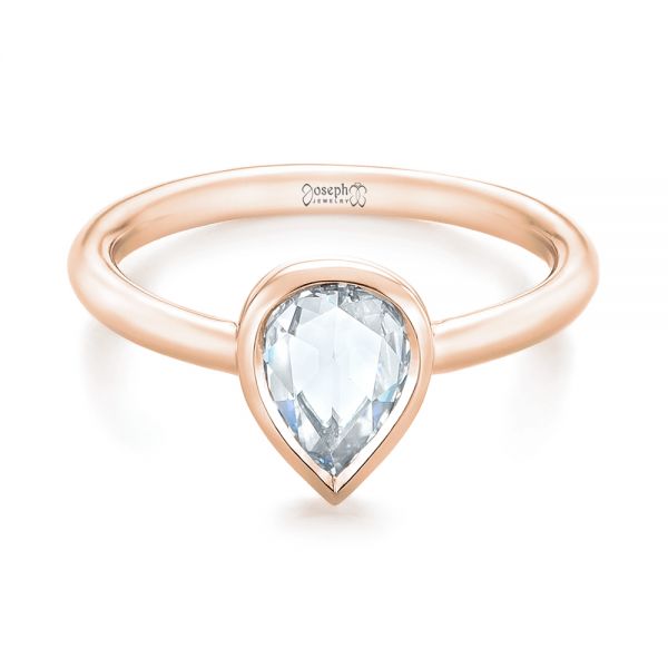 18k Rose Gold 18k Rose Gold Custom Rose Cut Solitaire Bezel Diamond Engagement Ring - Flat View - 104687