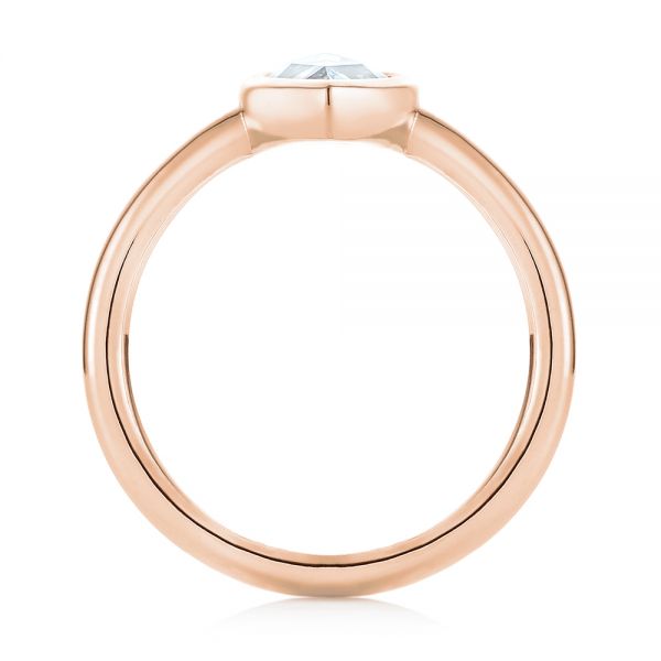 18k Rose Gold 18k Rose Gold Custom Rose Cut Solitaire Bezel Diamond Engagement Ring - Front View -  104687