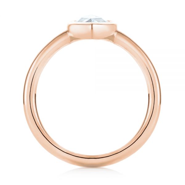 18k Rose Gold 18k Rose Gold Custom Rose Cut Solitaire Bezel Diamond Engagement Ring - Front View - 104687
