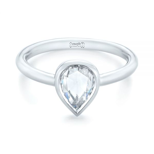  Platinum Custom Rose Cut Solitaire Bezel Diamond Engagement Ring - Flat View -  104687
