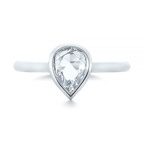  Platinum Custom Rose Cut Solitaire Bezel Diamond Engagement Ring - Top View -  104687