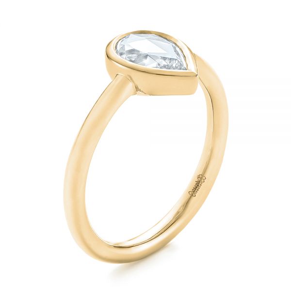 14k Yellow Gold 14k Yellow Gold Custom Rose Cut Solitaire Bezel Diamond Engagement Ring - Three-Quarter View -  104687