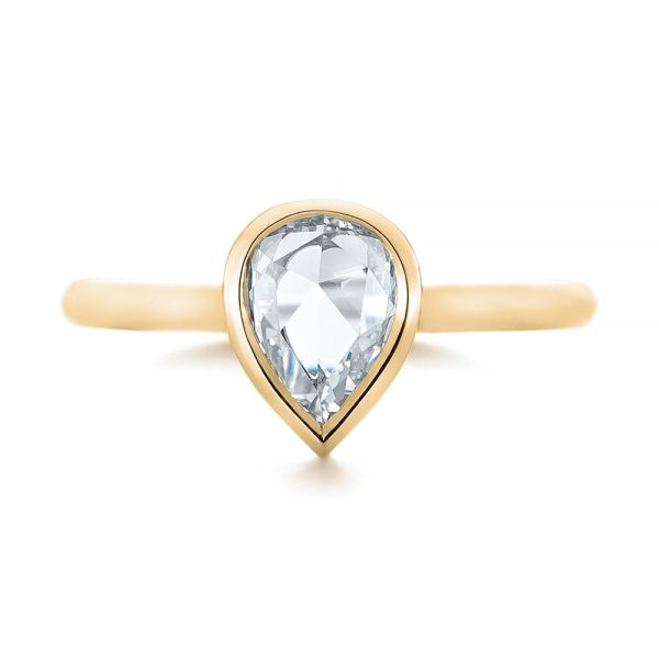 18k Yellow Gold 18k Yellow Gold Custom Rose Cut Solitaire Bezel Diamond Engagement Ring - Top View -  104687