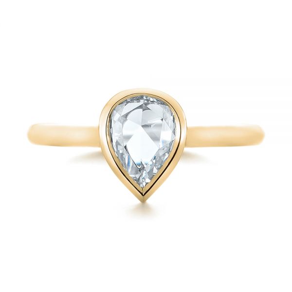 14k Yellow Gold 14k Yellow Gold Custom Rose Cut Solitaire Bezel Diamond Engagement Ring - Top View - 104687