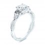 18k White Gold Custom Rose Floral Diamond Engagement Ring - Three-Quarter View -  105520 - Thumbnail