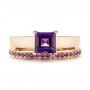 14k Rose Gold Custom Amethyst Solitaire Engagement Ring - Three-Quarter View -  103163 - Thumbnail