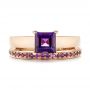 14k Rose Gold Custom Amethyst Solitaire Engagement Ring - Three-Quarter View -  103163 - Thumbnail