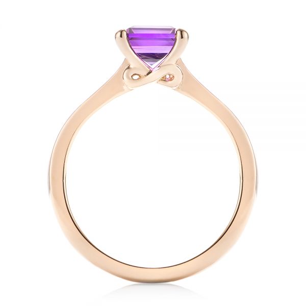 14k Rose Gold Custom Amethyst Solitaire Engagement Ring - Front View -  103163