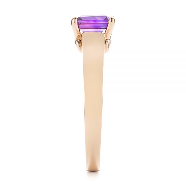 14k Rose Gold Custom Amethyst Solitaire Engagement Ring - Side View - 103163
