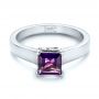 18k White Gold 18k White Gold Custom Amethyst Solitaire Engagement Ring - Flat View -  103163 - Thumbnail