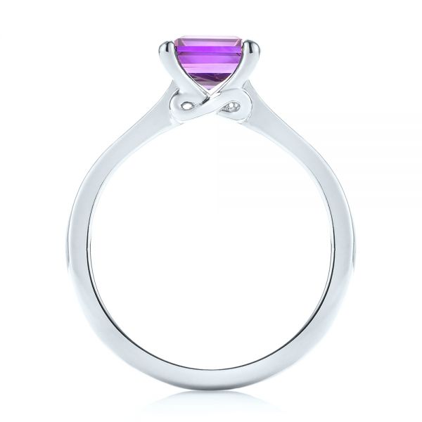 18k White Gold 18k White Gold Custom Amethyst Solitaire Engagement Ring - Front View -  103163