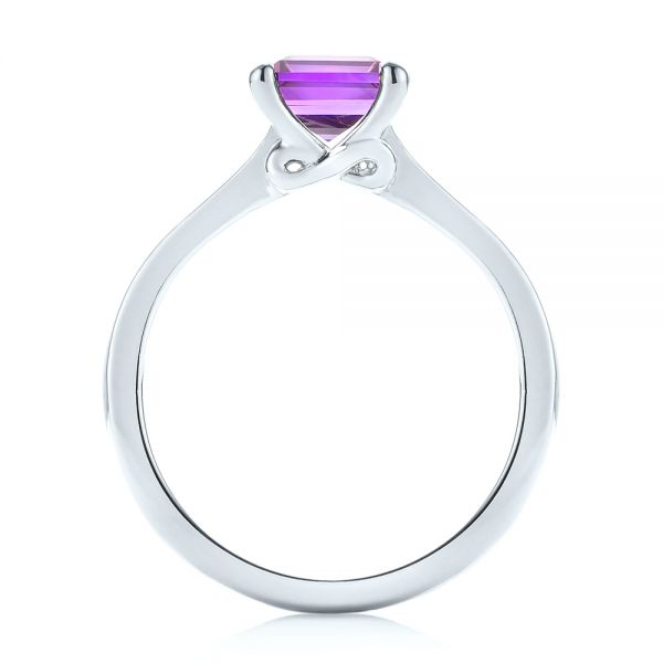 14k White Gold 14k White Gold Custom Amethyst Solitaire Engagement Ring - Front View - 103163
