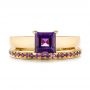 14k Yellow Gold 14k Yellow Gold Custom Amethyst Solitaire Engagement Ring - Three-Quarter View -  103163 - Thumbnail