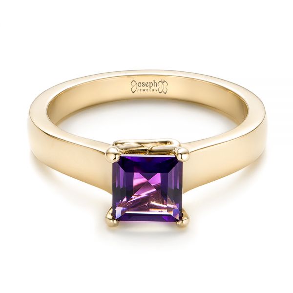 18k Yellow Gold 18k Yellow Gold Custom Amethyst Solitaire Engagement Ring - Flat View - 103163
