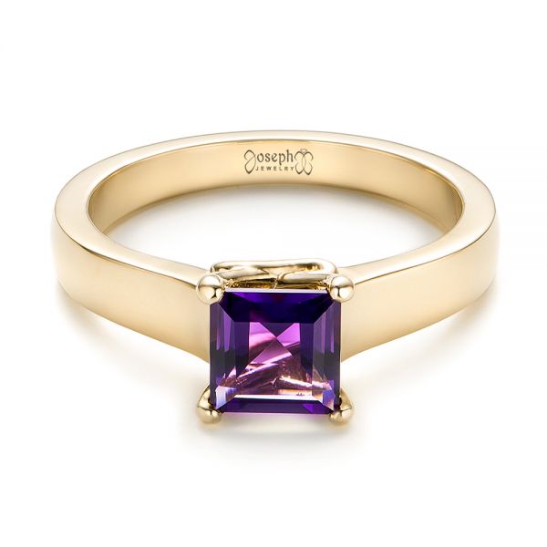 14k Yellow Gold 14k Yellow Gold Custom Amethyst Solitaire Engagement Ring - Flat View -  103163