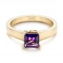 18k Yellow Gold 18k Yellow Gold Custom Amethyst Solitaire Engagement Ring - Flat View -  103163 - Thumbnail