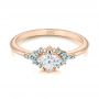 14k Rose Gold Custom Aquamarine And Diamond Engagement Ring - Flat View -  103617 - Thumbnail