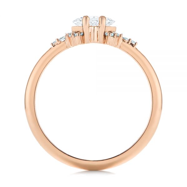 14k Rose Gold Custom Aquamarine And Diamond Engagement Ring - Front View -  103617