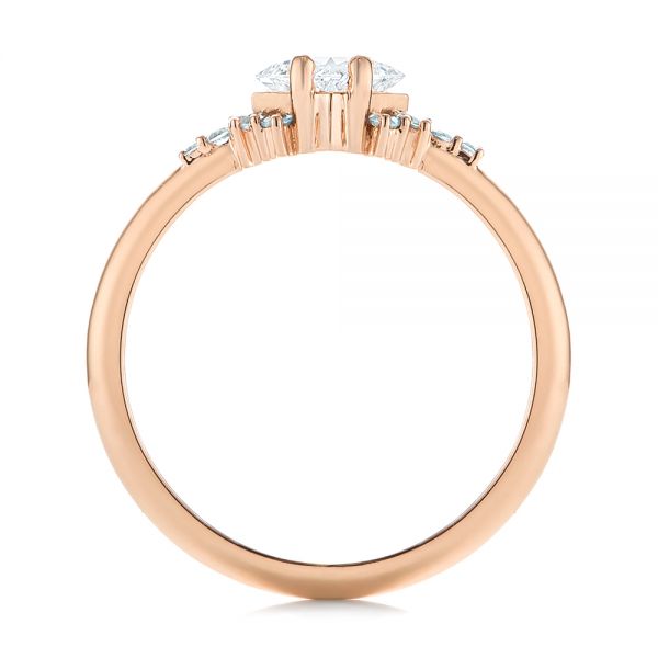 14k Rose Gold Custom Aquamarine And Diamond Engagement Ring - Front View -  103617