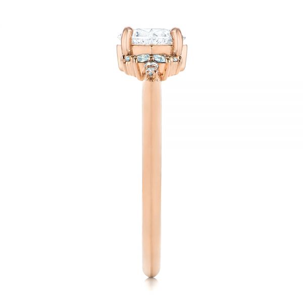 18k Rose Gold 18k Rose Gold Custom Aquamarine And Diamond Engagement Ring - Side View -  103617