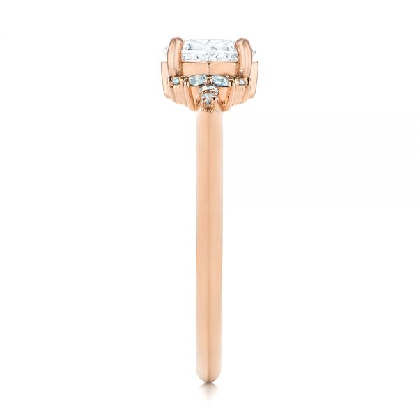 Custom Rose Gold Aquamarine and Diamond Engagement Ring - Image