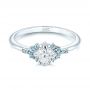 14k White Gold 14k White Gold Custom Aquamarine And Diamond Engagement Ring - Flat View -  103617 - Thumbnail