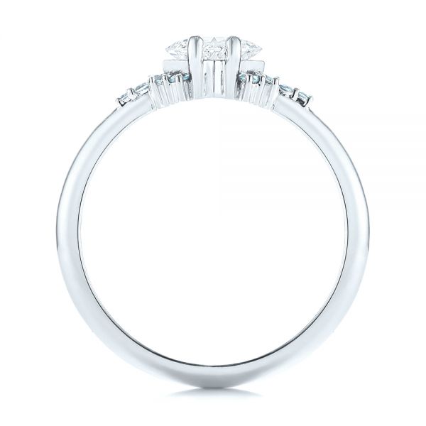 18k White Gold 18k White Gold Custom Aquamarine And Diamond Engagement Ring - Front View -  103617