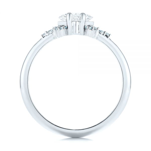 14k White Gold 14k White Gold Custom Aquamarine And Diamond Engagement Ring - Front View - 103617
