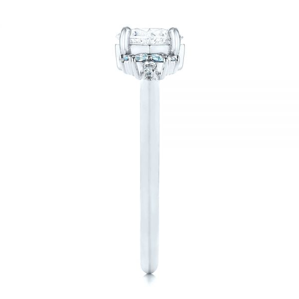 14k White Gold 14k White Gold Custom Aquamarine And Diamond Engagement Ring - Side View - 103617