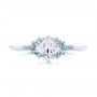 14k White Gold 14k White Gold Custom Aquamarine And Diamond Engagement Ring - Top View -  103617 - Thumbnail
