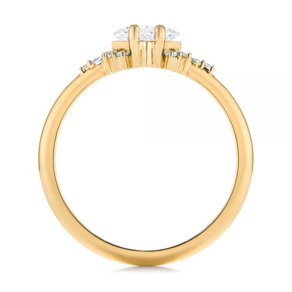 18k Yellow Gold 18k Yellow Gold Custom Aquamarine And Diamond Engagement Ring - Front View - 103617