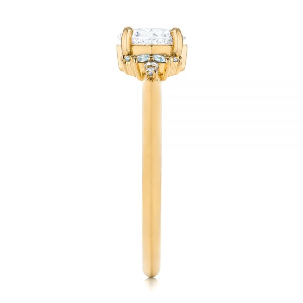 18k Yellow Gold 18k Yellow Gold Custom Aquamarine And Diamond Engagement Ring - Side View -  103617