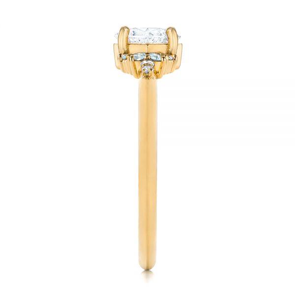 18k Yellow Gold 18k Yellow Gold Custom Aquamarine And Diamond Engagement Ring - Side View - 103617