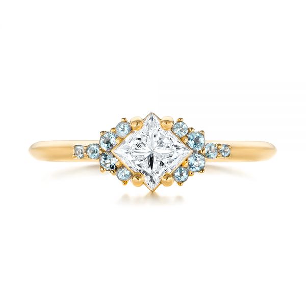 18k Yellow Gold 18k Yellow Gold Custom Aquamarine And Diamond Engagement Ring - Top View - 103617