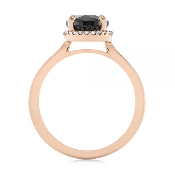 18k Rose Gold 18k Rose Gold Custom Black Diamond Halo Engagement Ring - Front View -  104685