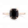 14k Rose Gold Custom Black Diamond Halo Engagement Ring - Top View -  104685 - Thumbnail