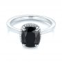 18k White Gold 18k White Gold Custom Black Diamond Halo Engagement Ring - Flat View -  104685 - Thumbnail