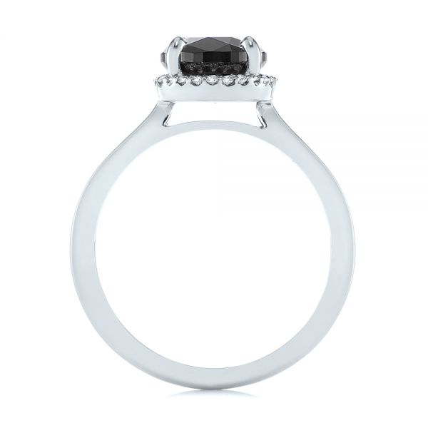 14k White Gold 14k White Gold Custom Black Diamond Halo Engagement Ring - Front View -  104685