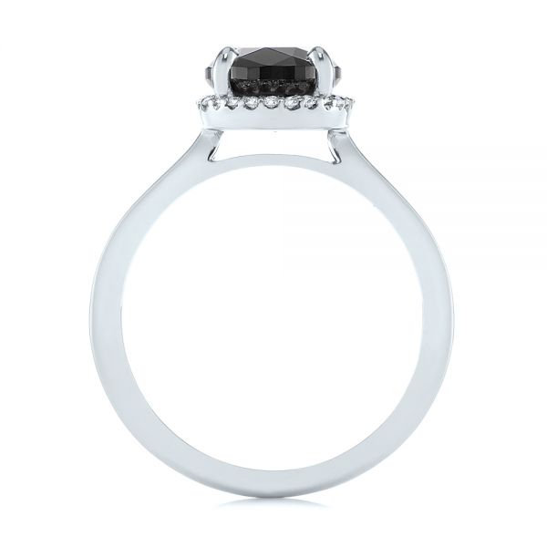 Platinum Platinum Custom Black Diamond Halo Engagement Ring - Front View - 104685